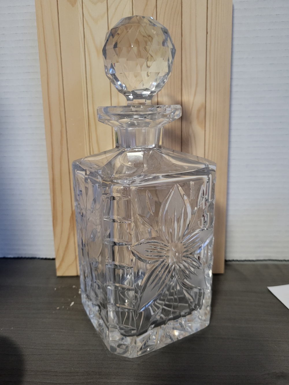 Vintage Mid Century European Floral Crystal Decanter Barware